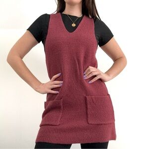 By Together Deep Red Sleeveless Knit Sweater Dress